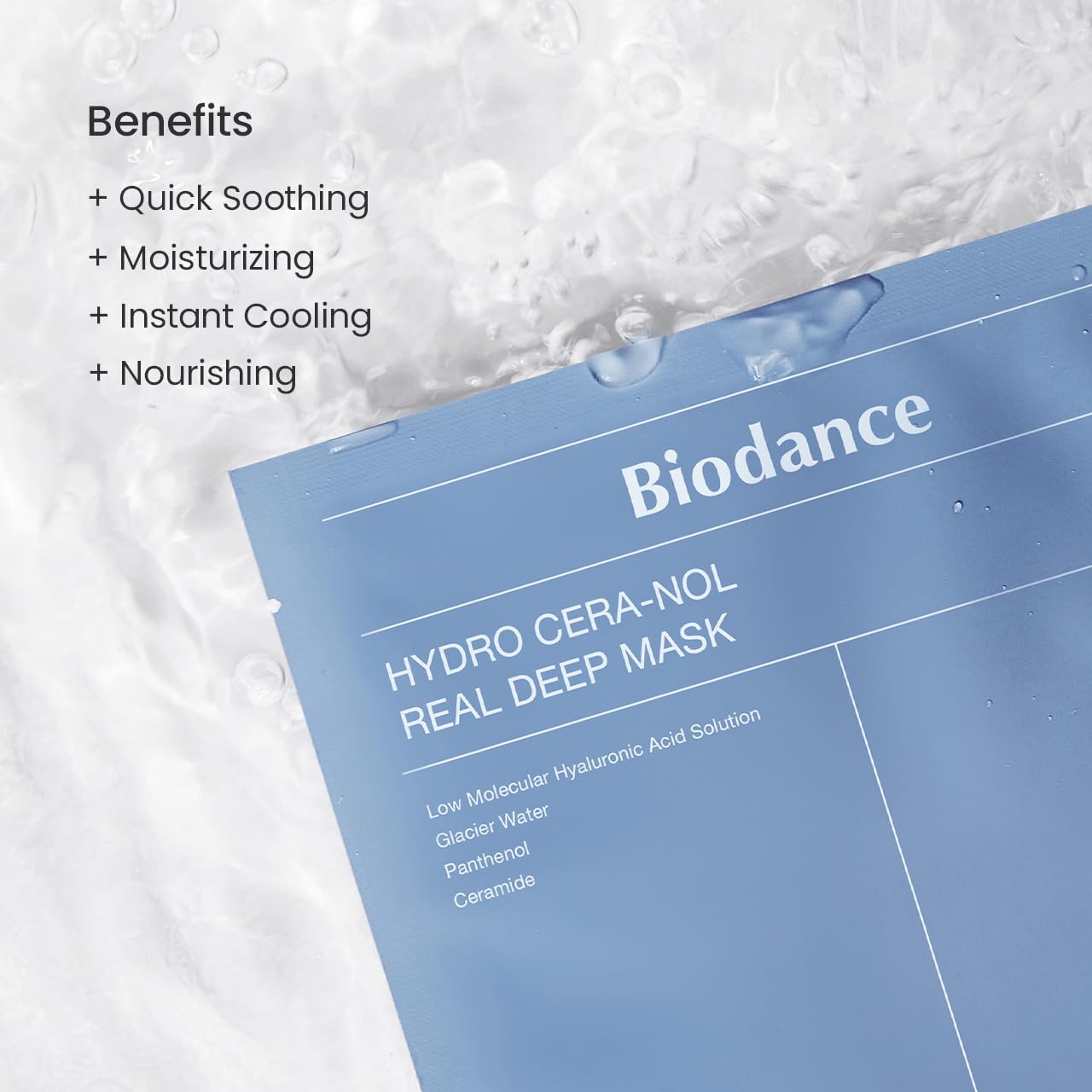 BIODANCE Hydro Cera-nol Real Deep Hydrogel Mask – Moisturizing Overnight Facial Mask, 1.19 oz (4 Sheets)